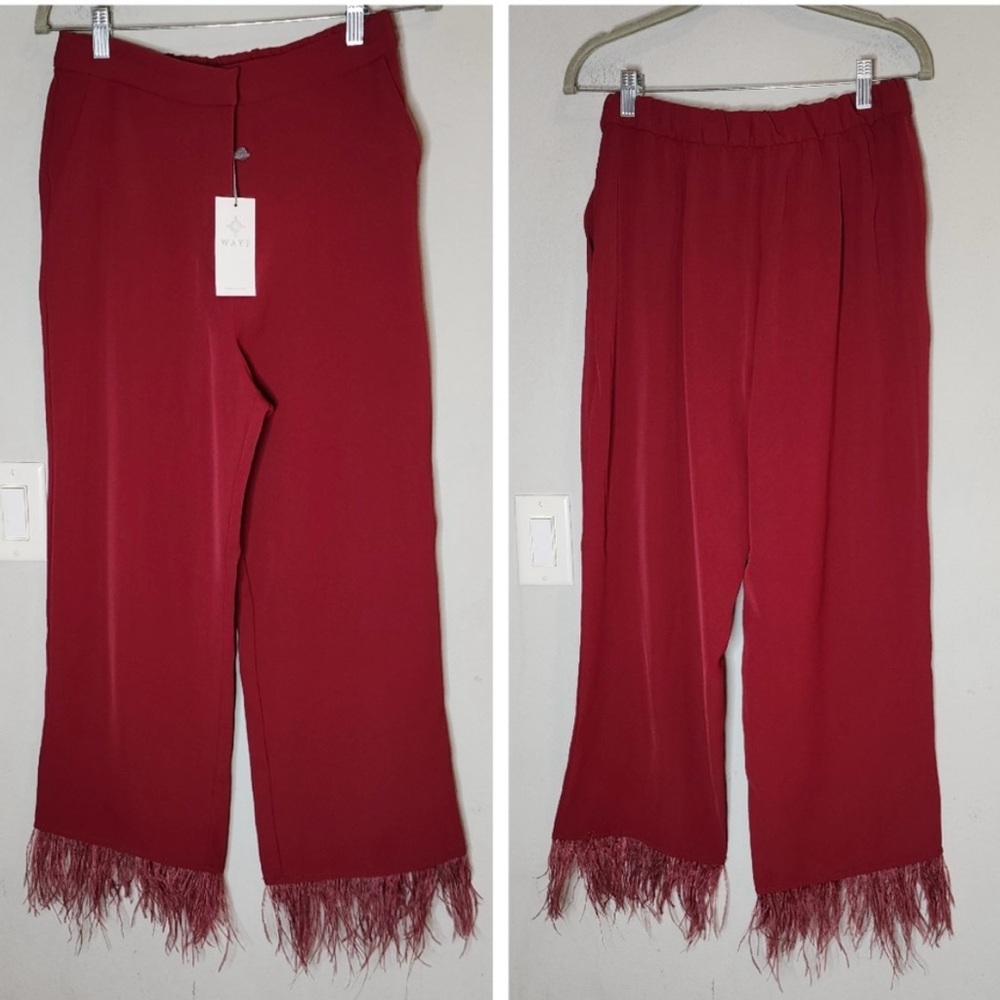 Feather Trim Pants